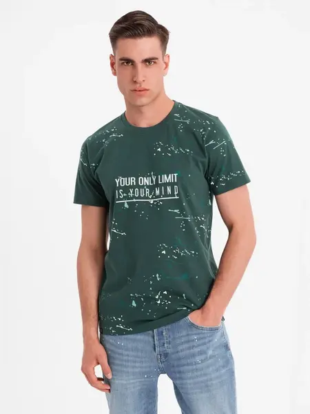 Ombre Men's printed t-shirt with round neckline - green