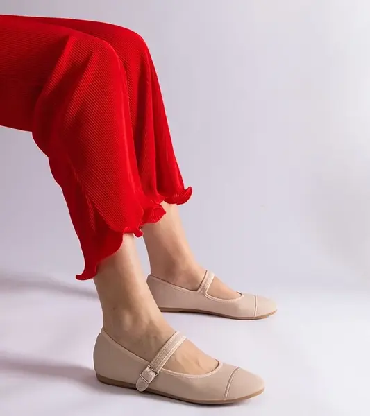 Gemre Beige matte finish ballet flats Longhola
