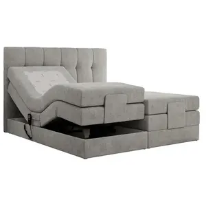 MKS POSTEL BOXSPRING VITTORIA 140/200 - Světle šedá Strukturovaná látka - H3