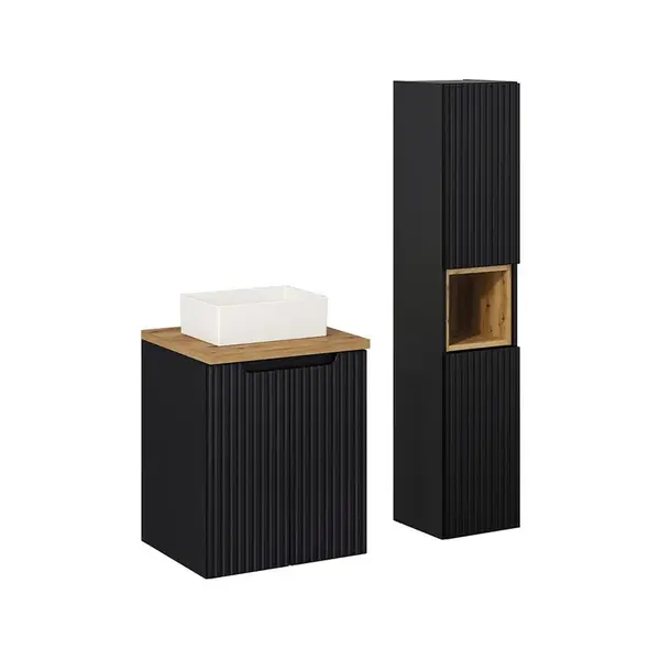 Petits-meubles KOUPELNOVÝ NÁBYTEK 50cm Riva 2er-Set Černá a dřevěná