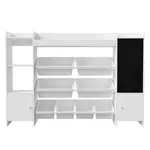 SHOPENTRA DĚTSKÝ regál, 4patrový, bílý, s úložnými boxy