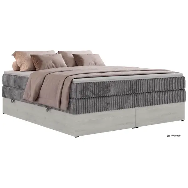 MKS POSTEL BOXSPRING NORDIC ZERO KING 160/200 - Šedá Manšestr - Topper T25 - H3
