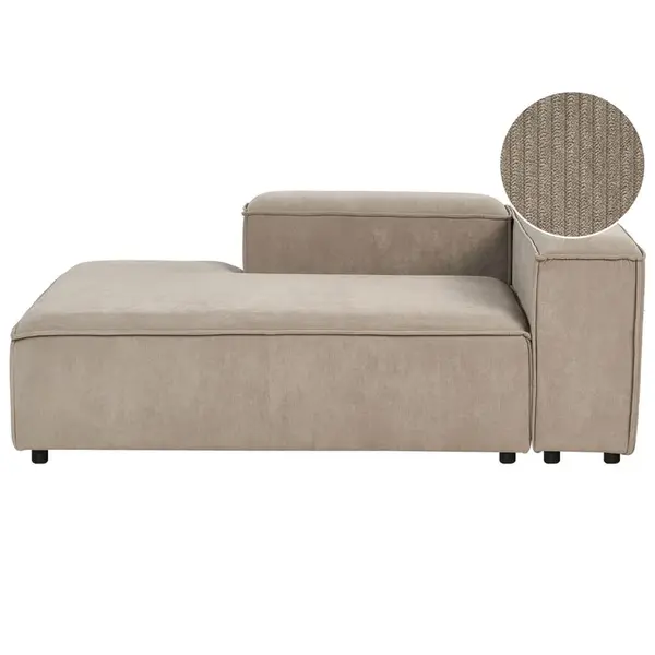 Beliani ČALOUNĚNÉ LEHÁTKO CHAISE LONGUE PRAVOSTRANNÉ Manšestr Světle hnědé Ardal
