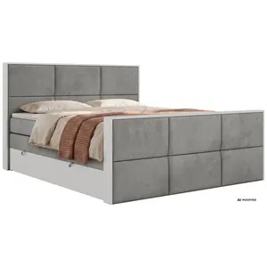 MKS POSTEL BOXSPRING DELVIT KING DUO 140/200 - Světle šedá Samet - Topper T25 - H4