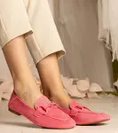 Gemre Pink women's perforated loafers with ornament Mensory