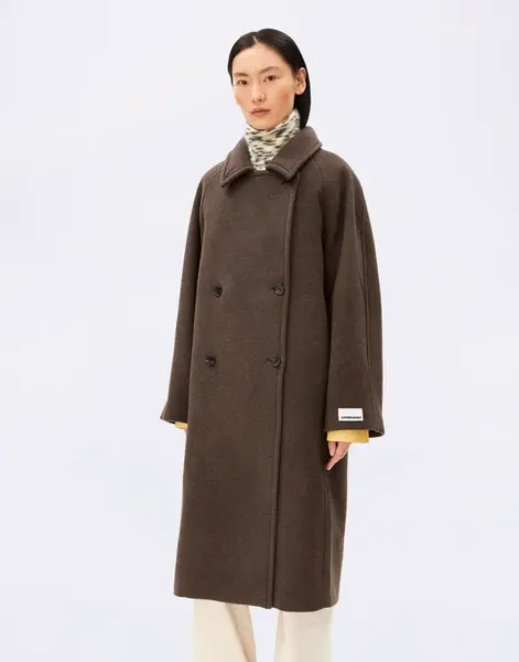 Armedangels Double-Breasted Wool Coat 3719 claystone melange M