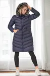 Z6690 DEWBERRY FUR HOODED WOMEN'S COAT-NAVY-1