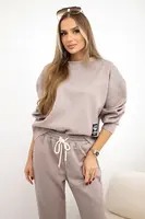 Kesi Włoski Viskózový komplet teplákové + kalhoty béžový melír