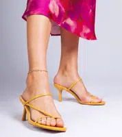 Gemre Yellow elegant heeled flip-flops Kapilon