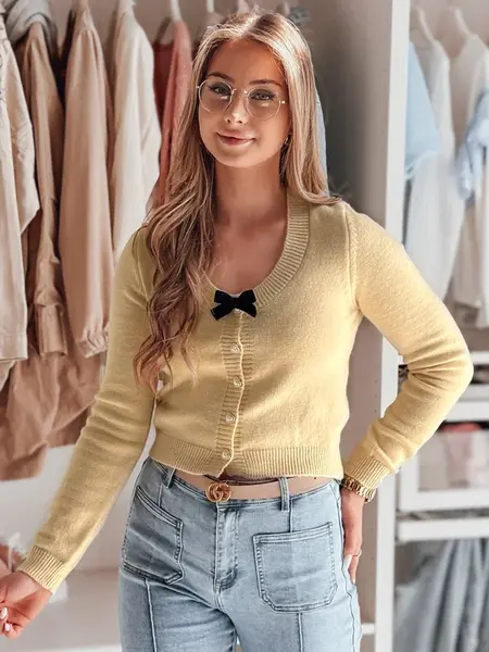 Krátký dámský svetr s mašlí LAMURE