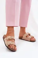 Boto Dámské sandály s přezkami na korkové podrážce béžové Sercele