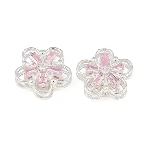 Brass Micro Pave Cubic Zirconia Beads