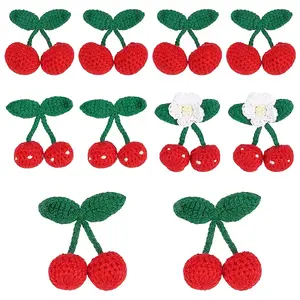 10Pcs 4 Styles Polyester Crochet Cherry