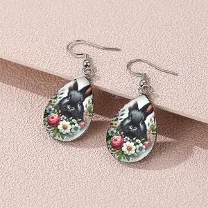 Easter 304 Stainless Steel & Glass Dangle Earrings