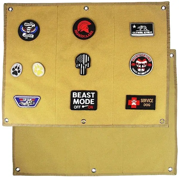 Velvet Tactical Hook and Loop Fastener Patch Hanging Display Board with Eyelets