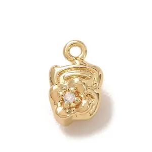 Brass Micro Pave Clear Cubic Zirconia Charms