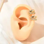 Two-layer C-Shaped Brass Micro Pave Clear Cubic Zirconia Cuff Earrings