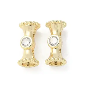 Brass Micro Pave Cubic Zirconia Beads