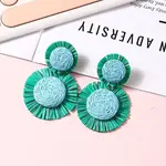 Bohemian Style Raffia Dangle Stud Earrings