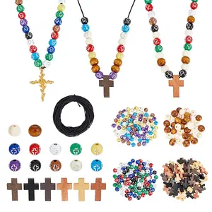 Cross Theme DIY Wooden Jewelry Sets Making Kits
