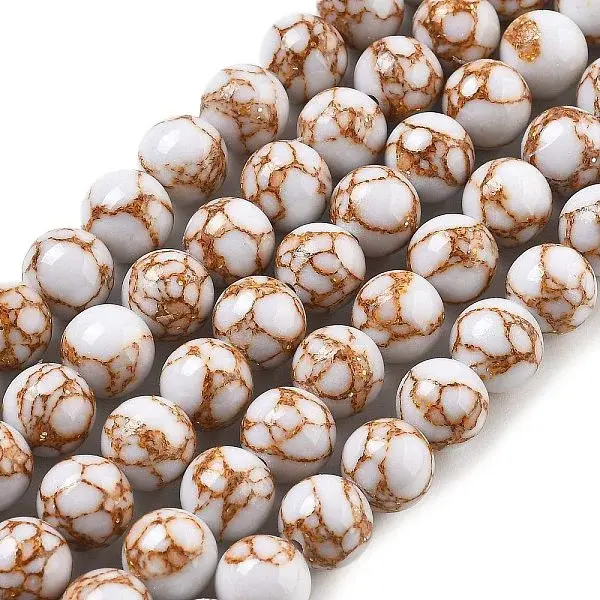Synthetic Gold Line Turquoise Beads Strands