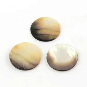 Flat Round Black Lip Shell Pendants