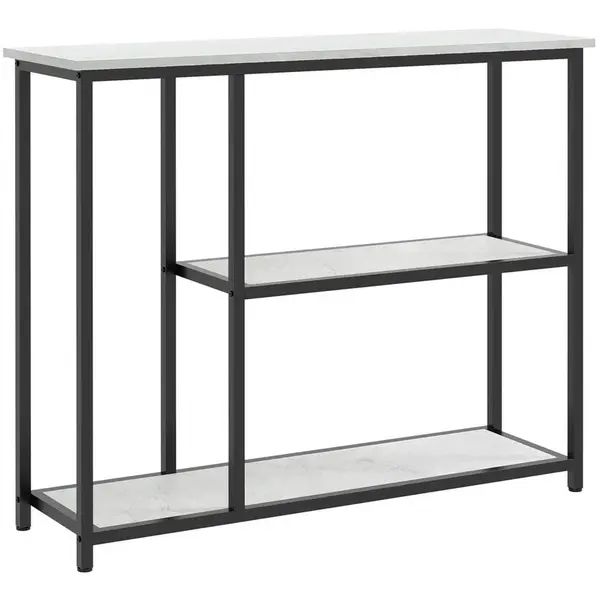 OKWISH KONZOLOVÝ stolek 100/30/80 cm bílý z oceli se 2 policemi a ochranou proti převrácení