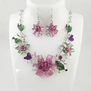 Flower Alloy Rhinestone Jewelry Set