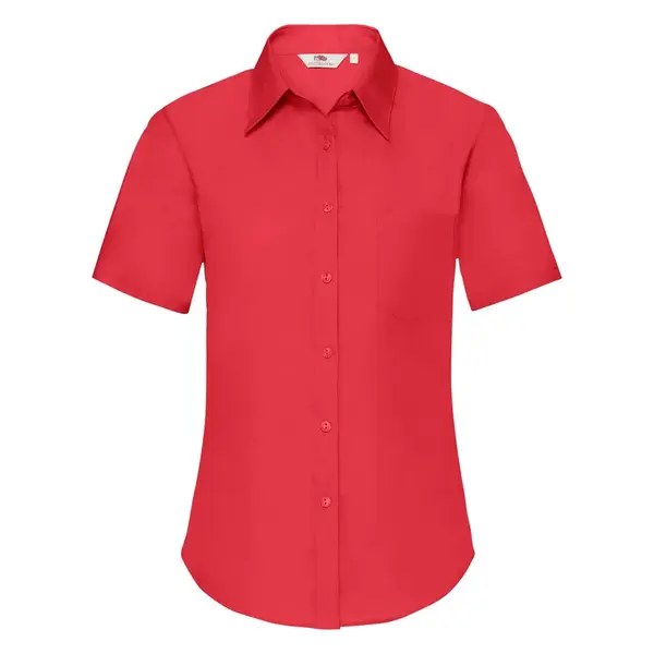 FRUIT OF THE LOOM F18•LADIES SHORT SLEEVE POPLIN SHIRT