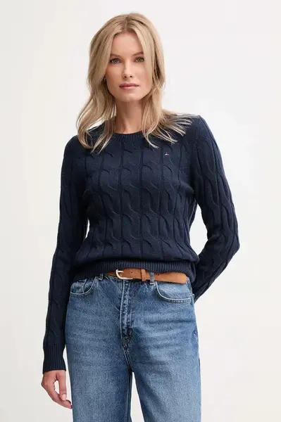 Vlněný svetr Tommy Hilfiger dámský, béžová barva, WW0WW43586