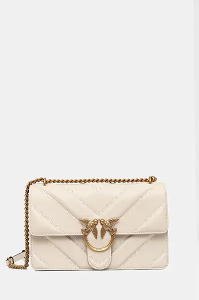 Kožená kabelka Pinko béžová barva, 104549 A2OS