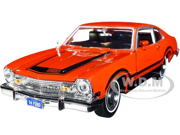 1974 Ford Maverick Grabber Orange with Black Stripes "Forgotten Classics" Series 1/24 Diecast Model Car by Motormax