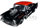 1957 Chevrolet Bel Air Black with Red Top "Petes Auto Body Black Widow" "Bigtime Muscle" Series 1/24 Diecast Model Car by Jada