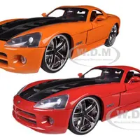 2008 Dodge Viper SRT10 Orange and Red 2 Cars Set 1/24 Diecast Models by Jada