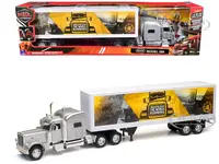 Peterbilt 389 Truck Silver Metallic with Dry Van Trailer "Trucker Keep The World Running" "Long Haul Truckers" Series 1/32 Diecast Model by New Ray