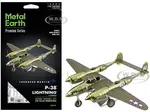 Model Kit Lockheed Martin P-38 Lightning Fighter Aircraft "162" United States Army Air Forces (Challenging Difficulty) Model by Metal Earth