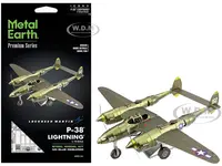 Model Kit Lockheed Martin P-38 Lightning Fighter Aircraft "162" United States Army Air Forces (Challenging Difficulty) Model by Metal Earth
