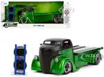 1947 Ford COE Flatbed Truck Green Metallic and Matt Black "Toyo Tires" with Extra Wheels "Just Trucks" Series 1/24 Diecast Model Car by Jada