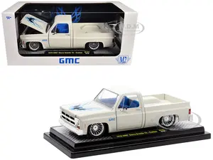 1976 GMC Sierra Grande 15 Custom Pickup Truck Eggshell White with Hood Graphics and Blue Interior Limited Edition to 6650 pieces Worldwide 1/24 Dieca