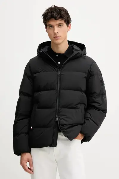 Péřová bunda Tommy Hilfiger černá barva, zimní, MW0MW40616