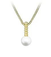 Silver Cat Okouzlující pozlacený náhrdelník s pravou perlou SC579 (řetízek, přívěsek)