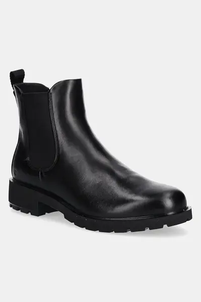 Kožené kotníkové boty Ecco Metro Vienna Chelsea dámské, černá barva, na plochém podpatku, 231323-01001