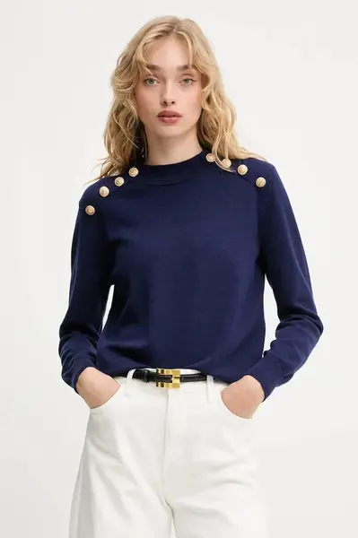 Kašmírový svetr Answear.LAB dámský, tmavomodrá barva, s pologolfem