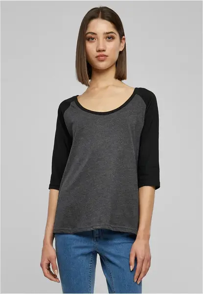Women's 3/4 contrasting raglan t-shirt charcoal/black