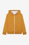 Detská mikina Timberland Cardigan Suit žltá farba, s kapucňou, jednofarebná