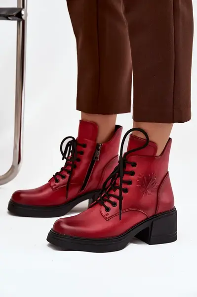 Dámske kožené členkové topánky na blokovom podpätku s izoláciou Vinceza