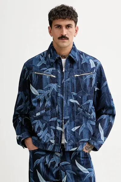 Džínová bunda Kenzo tmavomodrá barva, přechodná, FF55DV3106P1.DM