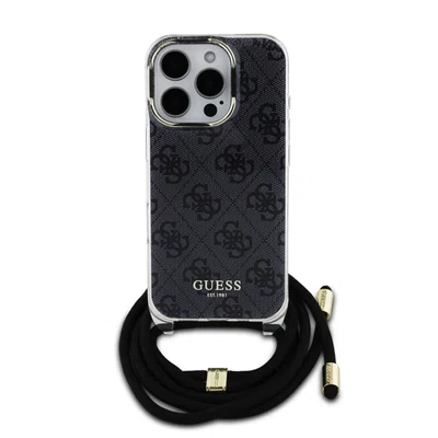 Zadní kryt Guess IML 4G Printed Crossbody popruh pro Apple iPhone 16 Pro, černá