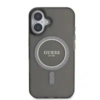 Zadní kryt Guess IML Glitter Ring MagSafe pro Apple iPhone 16, černá