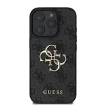 Zadní kryt Guess PU 4G Metal Logo pro Apple iPhone 16 Pro, šedá